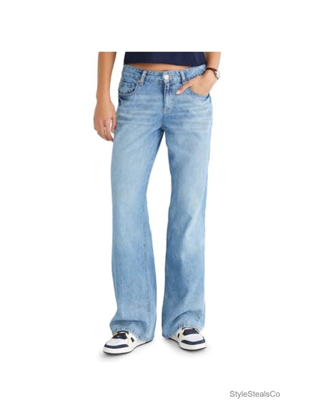 Baggy Wide Leg Jeans Low Rise Rigid Denim Relaxed Fit